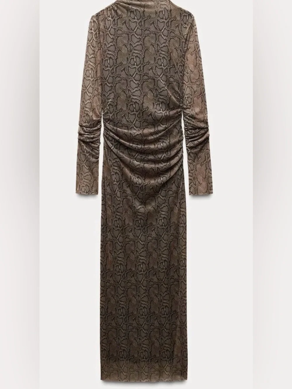 Zara Brown Snakeskin-Print Dress - Picture 3 of 8